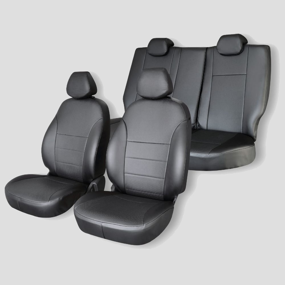 Изображение товара Чехлы на сиденья Defly Toyota Sienta (XP170) 07.2015-07.2022, спинка 2-го ряда 50/50, без подлокотника, 5 мест, экокожа черная Ty72-5-2K