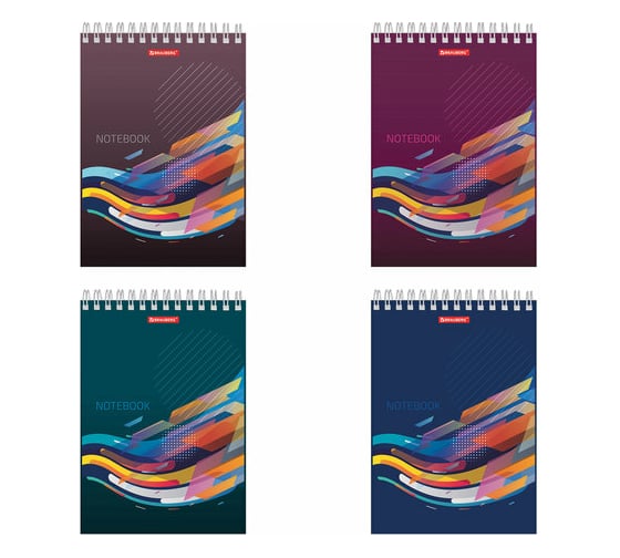 Изображение товара Блокнот 4 шт в упаковке BRAUBERG А5 146х205мм 60л гребень картон подложка клетка На волне успеха  129813