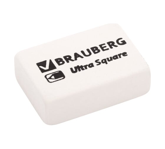 Изображение товара Ластики 10 шт в упаковке BRAUBERG "Ultra Square" НАБОР 6 шт. размер ластика 29*18*8мм белые натур. каучук  229603