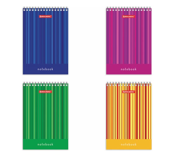 Изображение товара Блокнот 10 шт в упаковке BRAUBERG МАЛЫЙ ФОРМАТ 97х145мм А6 40л гребень картон клетка Полоски  129822