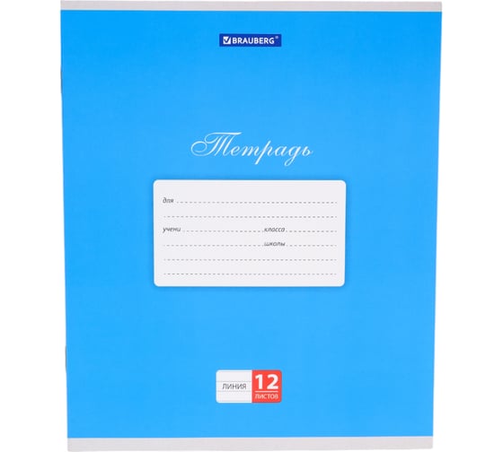 Изображение товара Тетрадь 20 шт в упаковке BRAUBERG 12л. КЛАССИКА линия обложка картон СИНЯЯ  104727