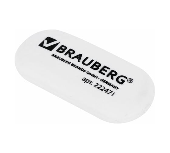 Изображение товара Ластик 24 шт в упаковке BRAUBERG  55х23х10мм белый овальный  222471