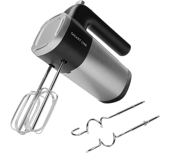 Изображение товара Миксер электрический Galaxy LINE GL 2226, черный с серебристым, ручной, 700 Вт, 5 скоростей + режим Турбо, насадки 7020222260