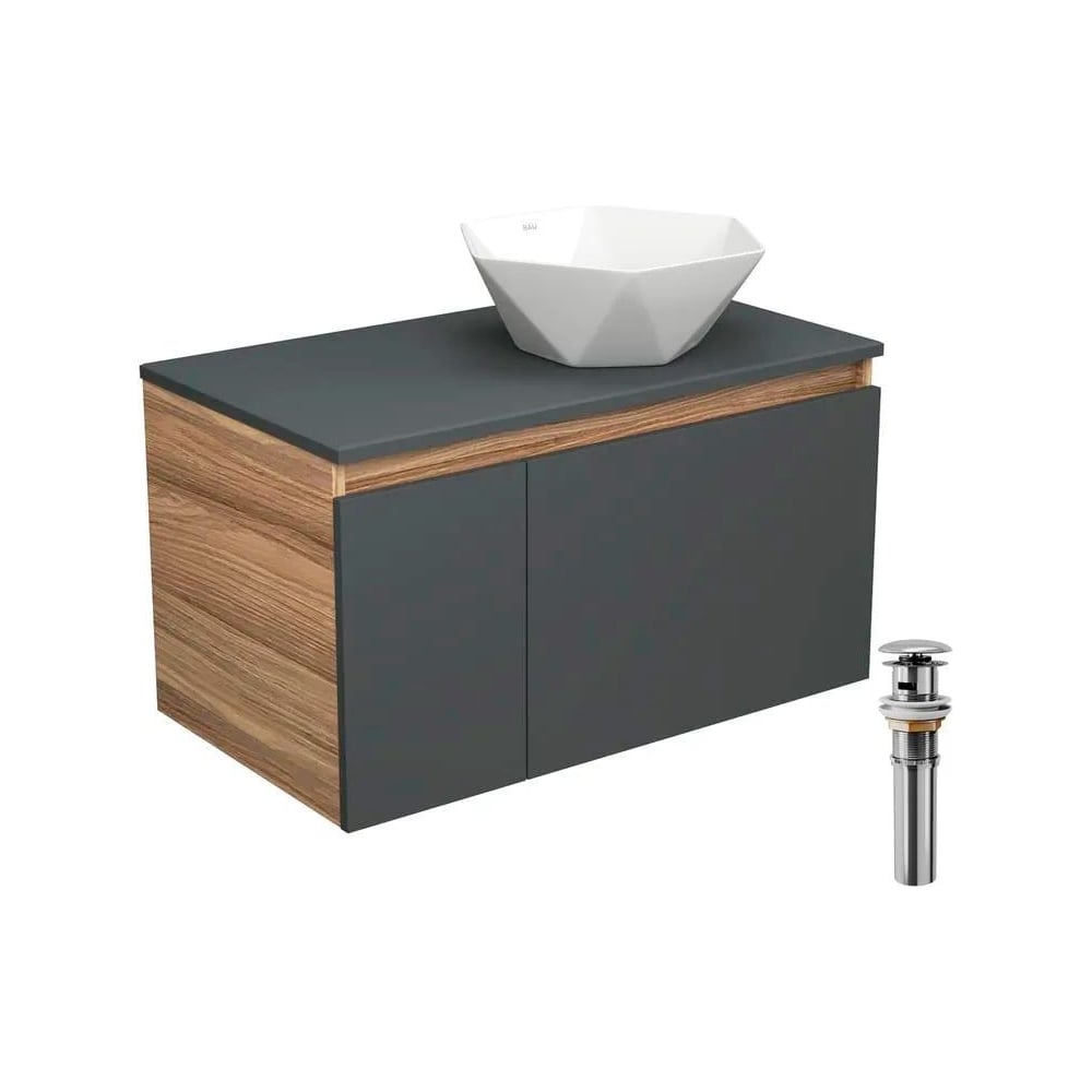 Изображение товара Тумба с раковиной и выпуском Bauedge Bau Dream 80 графит