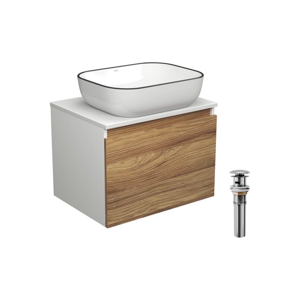 Изображение товара Комплект мебели для ванной Bauedge с раковиной Bau Dream 60 и выпуском BAU Stil Black Rand