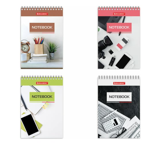 Изображение товара Блокнот 10 шт в упаковке BRAUBERG МАЛЫЙ ФОРМАТ 97х145мм А6 40л гребень картон клетка Идеальный офис  129823