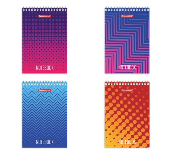 Изображение товара Блокнот 8 шт в упаковке BRAUBERG МАЛЫЙ ФОРМАТ 97х145мм А6 80л гребень картон клетка Геометрия  129834