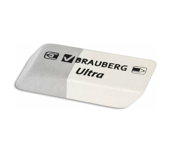 Изображение товара Ластик 80 шт в упаковке BRAUBERG "Ultra" 41х14х8мм серо-белый натуральный каучук  228703