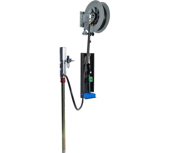 Изображение товара Насос для бочек WIEDERKRAFT 5:1 с настенной катушкой высокого давления 15 м, и цифровым расходомером WDK-892415