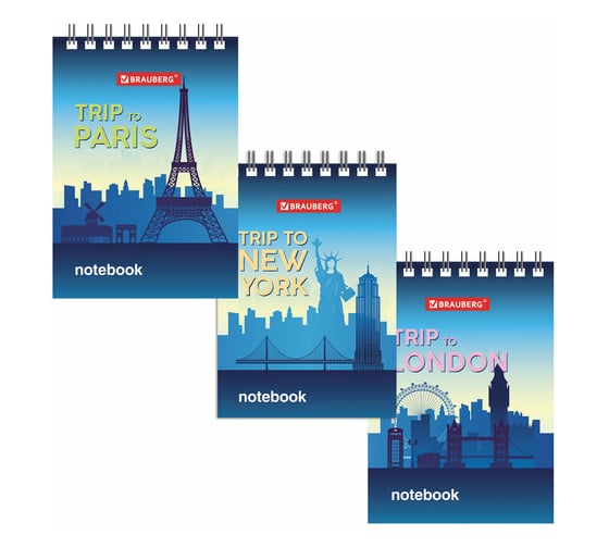 Изображение товара Блокнот 120 шт в упаковке BRAUBERG МАЛЫЙ ФОРМАТ 75х105мм А7 40л гребень картон клетка Города  129856