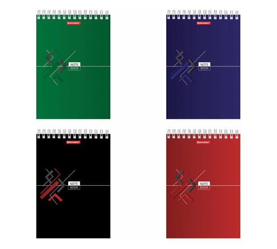 Изображение товара Блокнот 4 шт в упаковке BRAUBERG А5 146х205мм 80л гребень картон подложка клетка Стильный  129818