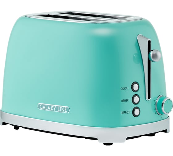 Изображение товара Тостер электрический Galaxy LINE GL 2917, тиффани, металл, 900 Вт, функция подогрева и разморозки, 6 степеней поджарки 7021329170