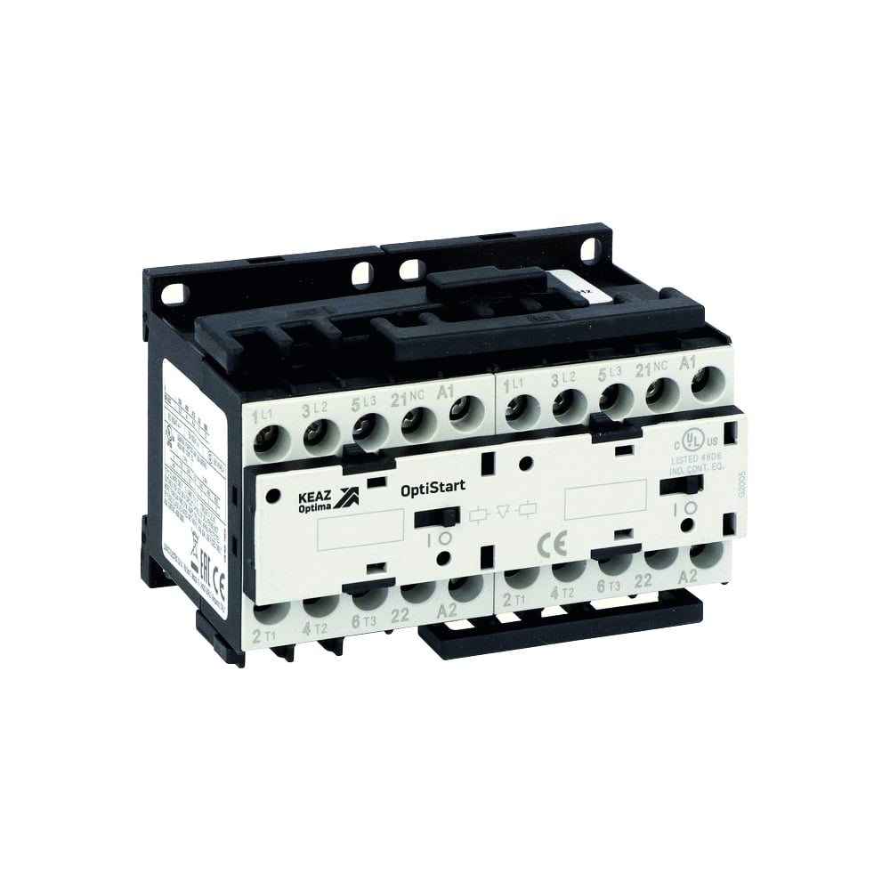 Изображение товара Мини-контактор реверсивный КЭАЗ OptiStart K-MCR-09-30-01-A024 с подключением силовой цепи и цепи управления 335706
