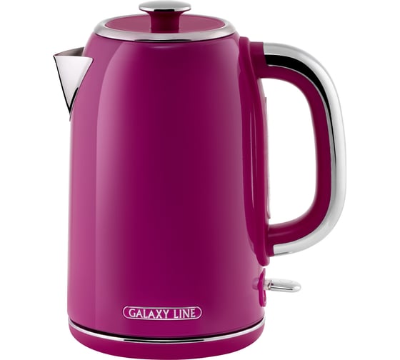 Изображение товара Чайник электрический Galaxy LINE GL 0346, малиновый джем, металл, 2200 Вт, 1,7 л, корпус из нержавеющей стали AISI 304, STRIX контроллер, шкала уровня воды 7010103460