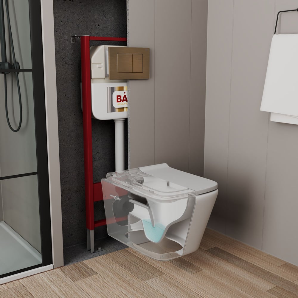 Изображение товара Рамная инсталляция для подвесного унитаза Bauedge BAU NEO 45 с кнопкой смыва