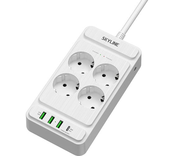 Изображение товара Сетевой фильтр SKYLINE с USB зарядкой USP-430 White PD3.0 S00003692