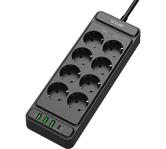 Изображение товара Сетевой фильтр SKYLINE с USB зарядкой USP-850 Black PD3.0 S00003695