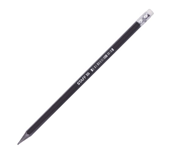 Изображение товара Карандаш чернографитный Staff College Blp-712, 1 шт, НВ, с ластиком, пластик, корпус черный 181712