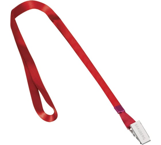 Изображение товара Лента для бейджей 10 шт в упаковке BRAUBERG 45 см металлический клип КРАСНАЯ  235734