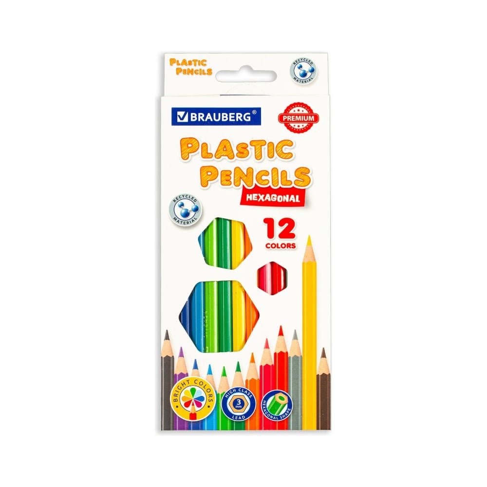 Шестигранные цветные карандаши BRAUBERG карандаши 6 ов calligrata эконом заточенные шестигранные пластиковые картонная упаковка европодвес