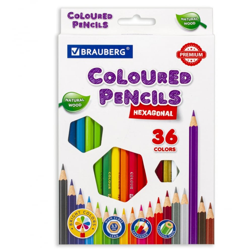 Цветные карандаши BRAUBERG карандаши ные brauberg max супермягкие яркие классические 72 а грифель 3 3 мм 181861