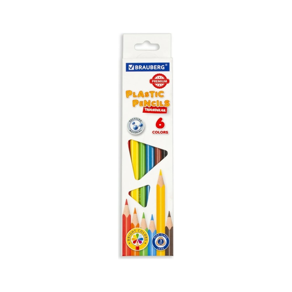 Трехгранные цветные карандаши BRAUBERG карандаши ные brauberg max супермягкие яркие классические 72 а грифель 3 3 мм 181861