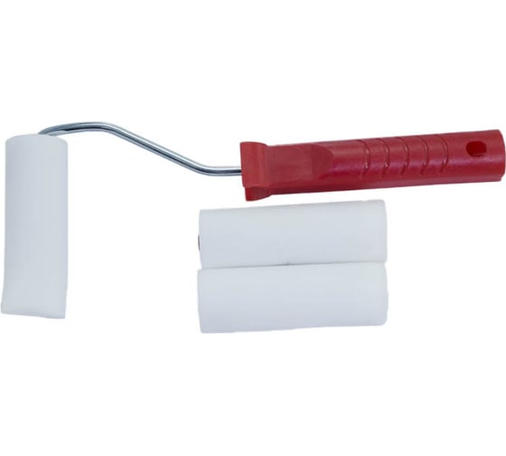 Изображение товара Мини-валик с ручкой РОССНА "ПОРОЛОН" 100 мм + две запасные шубки Р861408