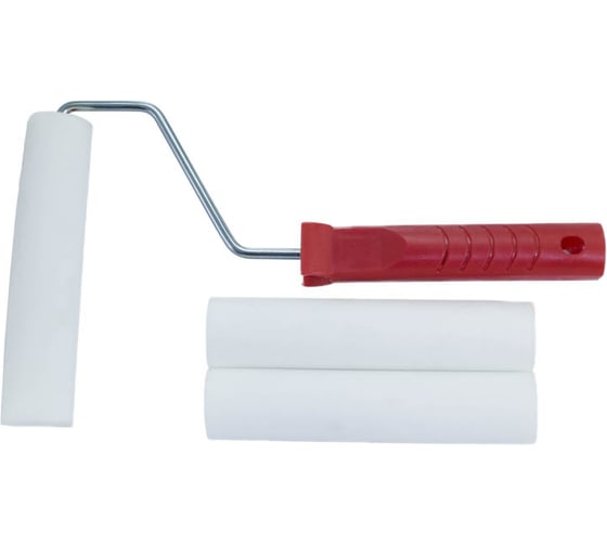 Изображение товара Мини-валик с ручкой РОССНА "ПОРОЛОН" 150 мм + две запасные шубки Р861409
