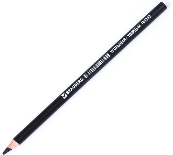 Изображение товара Карандаш угольный 12 шт в упаковке BRAUBERG ART CLASSIC ТВЕРДЫЙ круглый корпус черный заточенный 181292