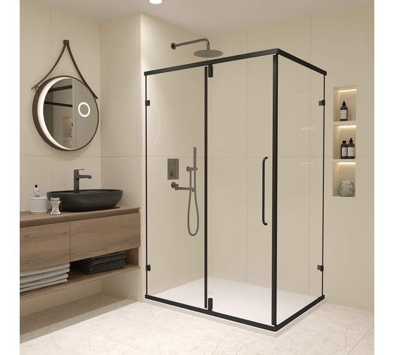 Изображение товара Душевой уголок RGW 120х80х185 CL-046-B Прямоугольный/Чёрный/Прозрачное/6 мм 350904628-14