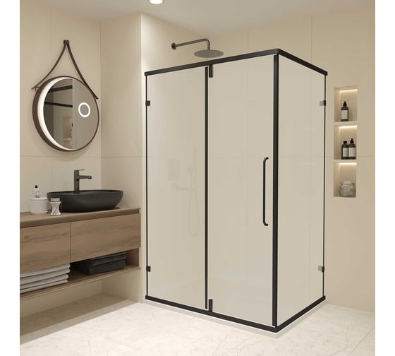 Изображение товара Душевой уголок RGW 120х80х185 CL-046-B Прямоугольный/Чёрный/Матовое/6 мм 350904628-24