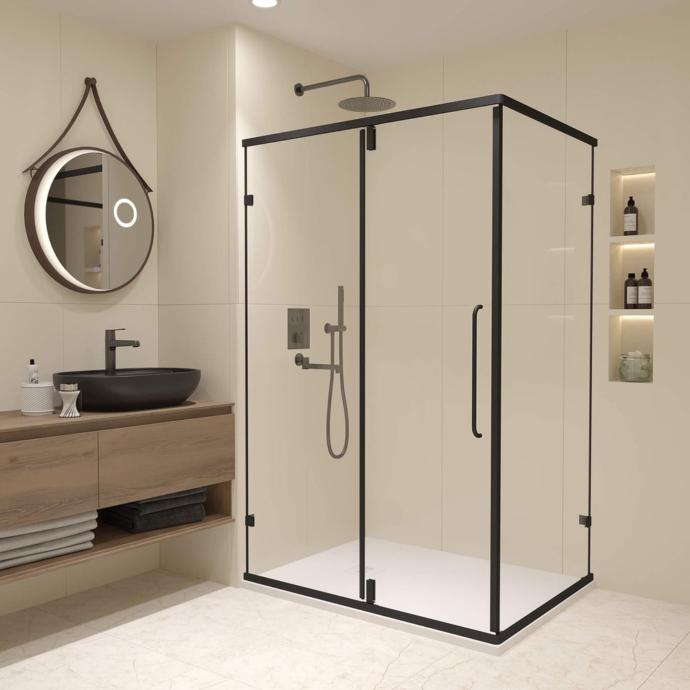 Изображение товара Душевой уголок RGW 90х70х185 серия Classic прозрачное стекло черный профиль