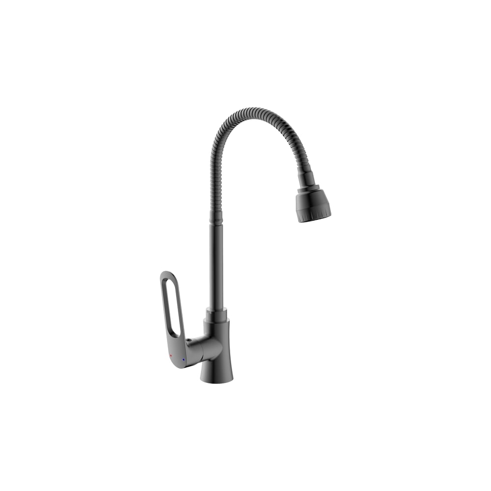 Изображение товара Кухонный смеситель АНТЕЙ Базальт шар с гибким изливом серый современный