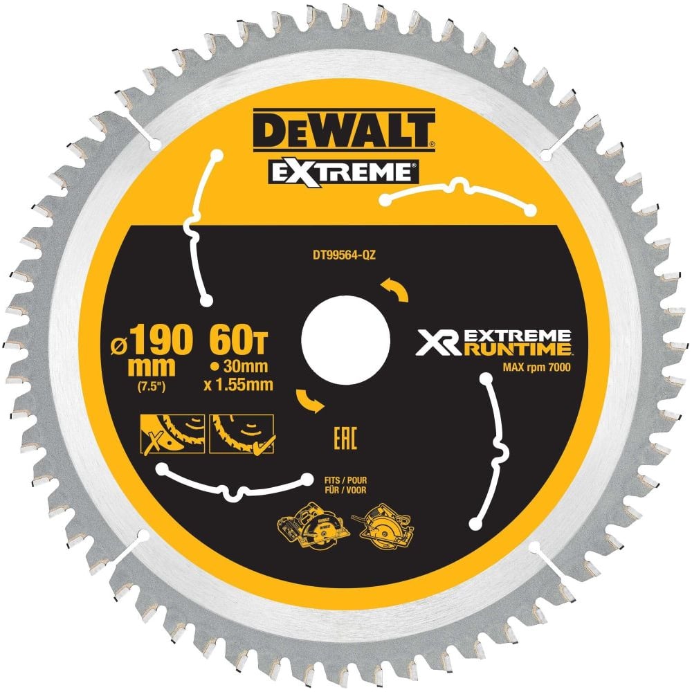 Изображение товара Пильный диск DEWALT DT99564 EXTREME RUNTIME, 190x30 мм, 60Z DT99564-QZ