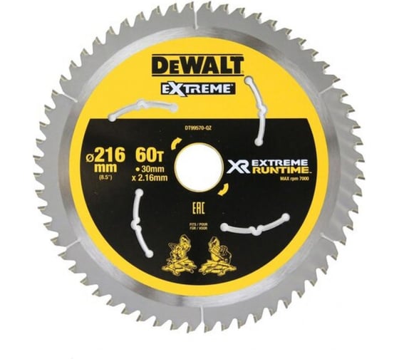Изображение товара Пильный диск DEWALT XR DT99570, 216х30 мм, 60Z DT99570-QZ