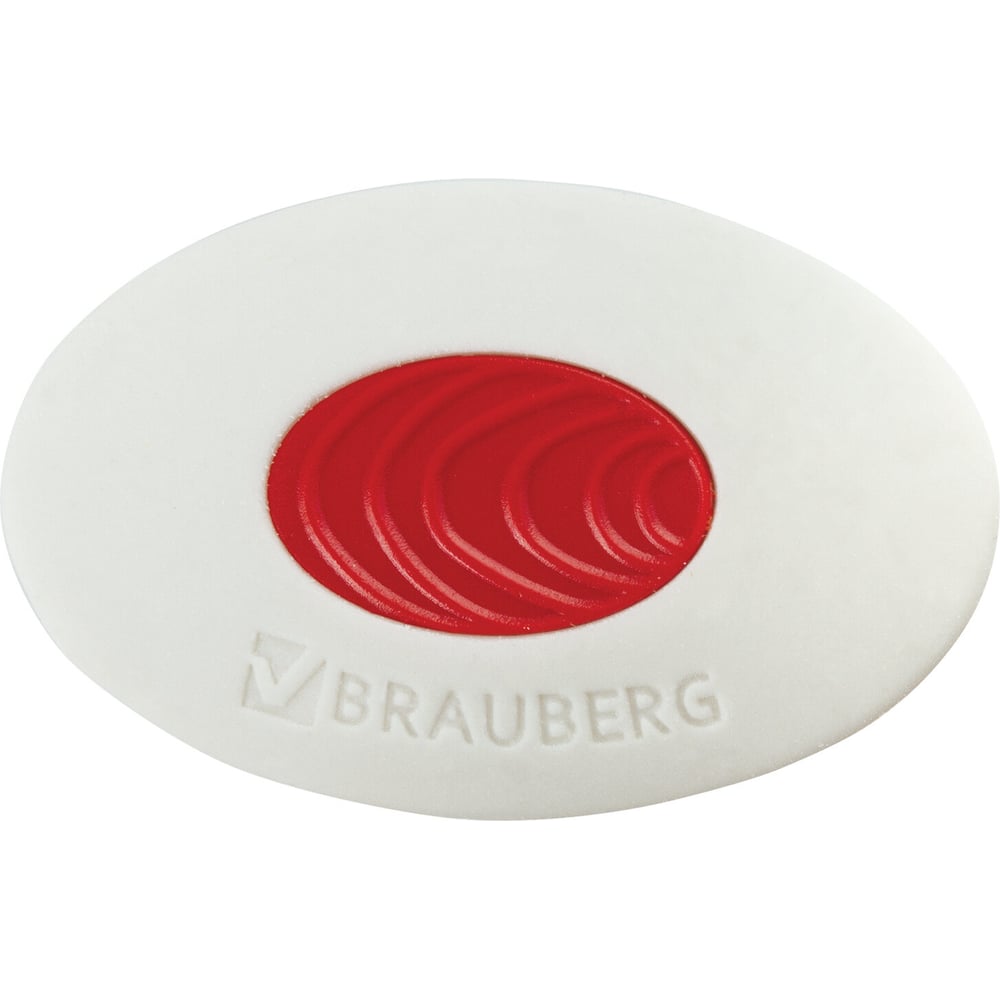 Изображение товара Ластик BRAUBERG Oval Pro, 40x26x8 мм, овальный, красный пластиковый держатель, 229560