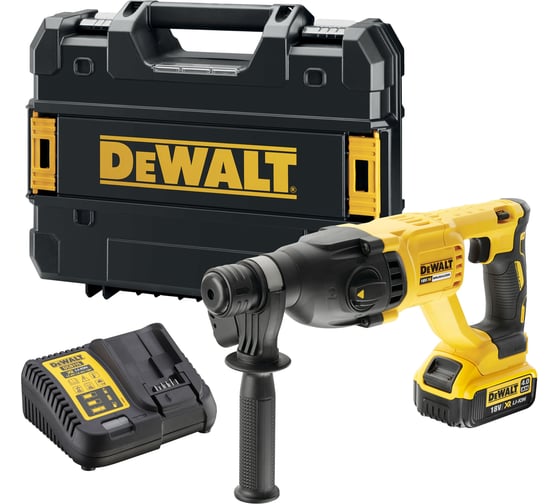 Изображение товара Аккумуляторный перфоратор DEWALT DCH133M1, 18 В, 2.6 Дж, 5500 уд/мин, с АКБ 4 Ач и ЗУ, в кейсе TSTAK DCH133M1-QW