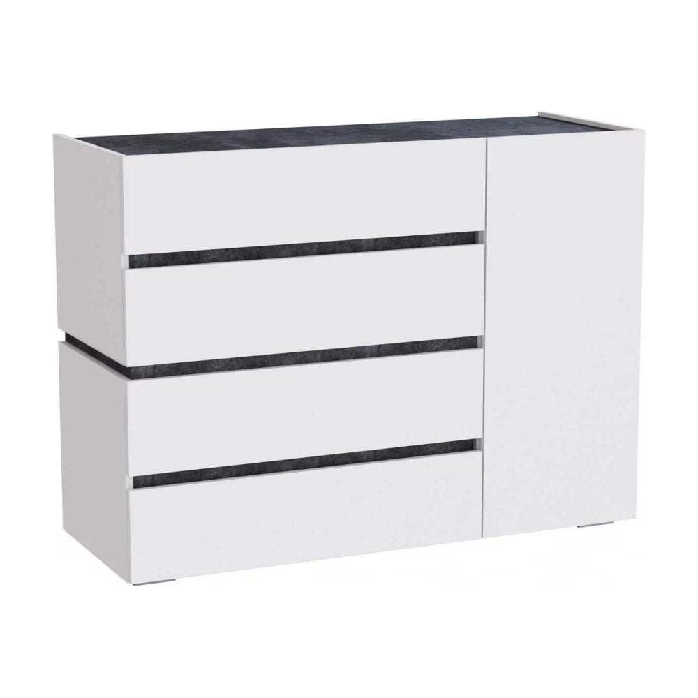 Изображение товара Комод Woodville Атлон белый с бетонным темным акцентом 593707 современный стиль