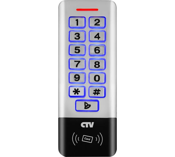 Изображение товара Контроллер-считыватель CTV KR20EM с кодонаборной панелью для считывания кодов бесконтактных идентификаторов формата EM-MARI управления одним исполнительным устройствам. 10-0000529