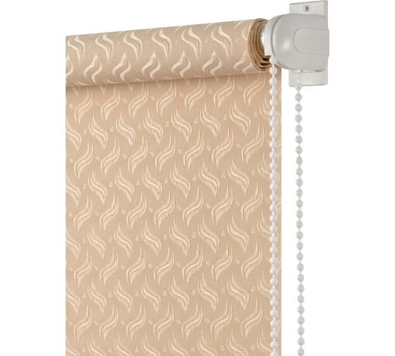 Изображение товара Рулонная штора ПраймДекор Дюны жаккард миниролло, миндальный, 37x170 см 3037063