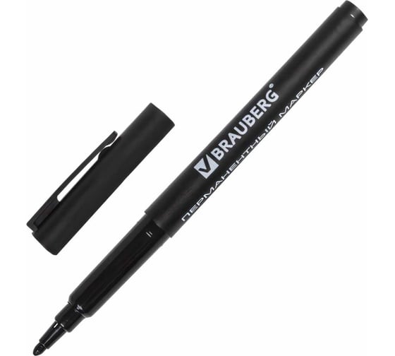 Изображение товара Маркер BRAUBERG перманентный нестираемый CLASSICLine ЧЕРНЫЙ корп. тонкий наконечник 1 мм 10 шт 150296