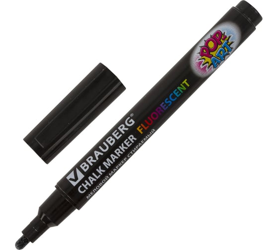 Изображение товара Маркер BRAUBERG меловой POP-ART сухостираемый для гладких поверхностей 3,5 мм ЧЕРНЫЙ 151525