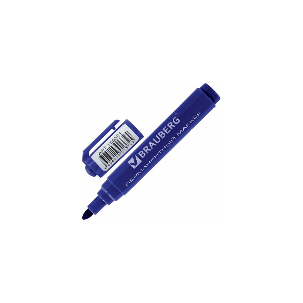 Нестираемый перманентный маркер BRAUBERG маркер crown перманентный синий 3мм cpm 800с