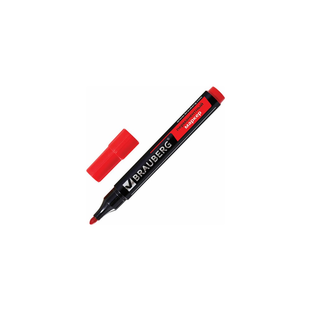 Нестираемый перманентный маркер BRAUBERG маркер перманентный красный политех 1600020