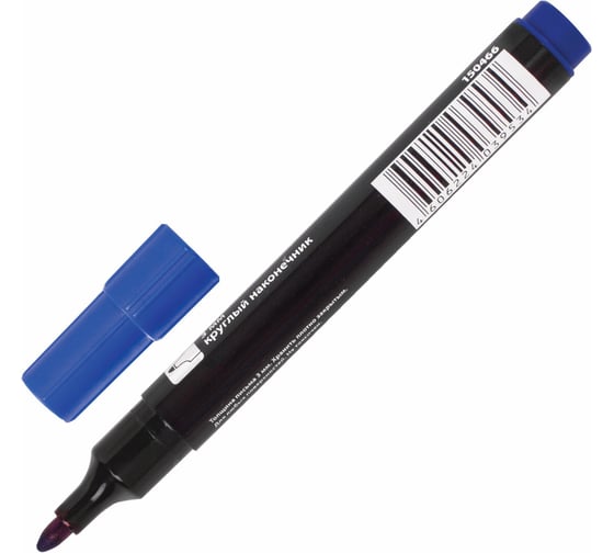 Изображение товара Маркер 12 шт в упаковке BRAUBERG перманентный нестираемый "Contract" СИНИЙ круглый наконечн.3мм без клипа 150466