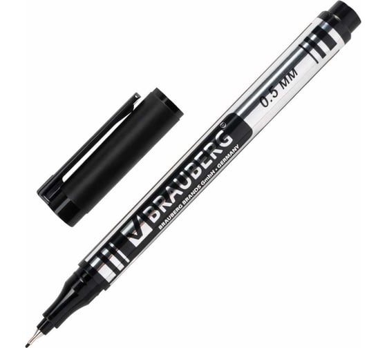 Изображение товара Перманентный нестираемый маркер BRAUBERG Jet черный 0.5 мм, 12 шт в упаковке 150507