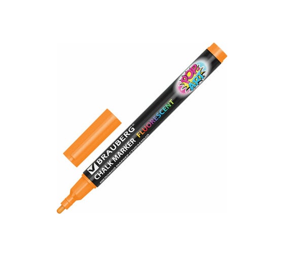 Изображение товара Маркер 10 шт в упаковке BRAUBERG меловой "POP-ART" сухостираемый для гладких поверхностей 35мм ОРАНЖЕВЫЙ 151523
