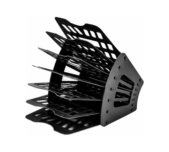 Изображение товара Веерный лоток для бумаг BRAUBERG Basic 7-ми секционный 6 отделений сетчатый черный 237019