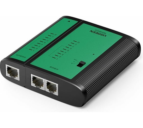 Изображение товара Тестер сетевых и телефонных кабелей Ugreen NW167 (10950) Network и Telephone Cable Tester. Цвет: черно-зеленый 10950_