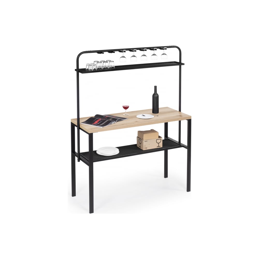 Изображение товара Барный стол Woodville Нари 120х50х171 см в цвете дуб делано и черный матовый